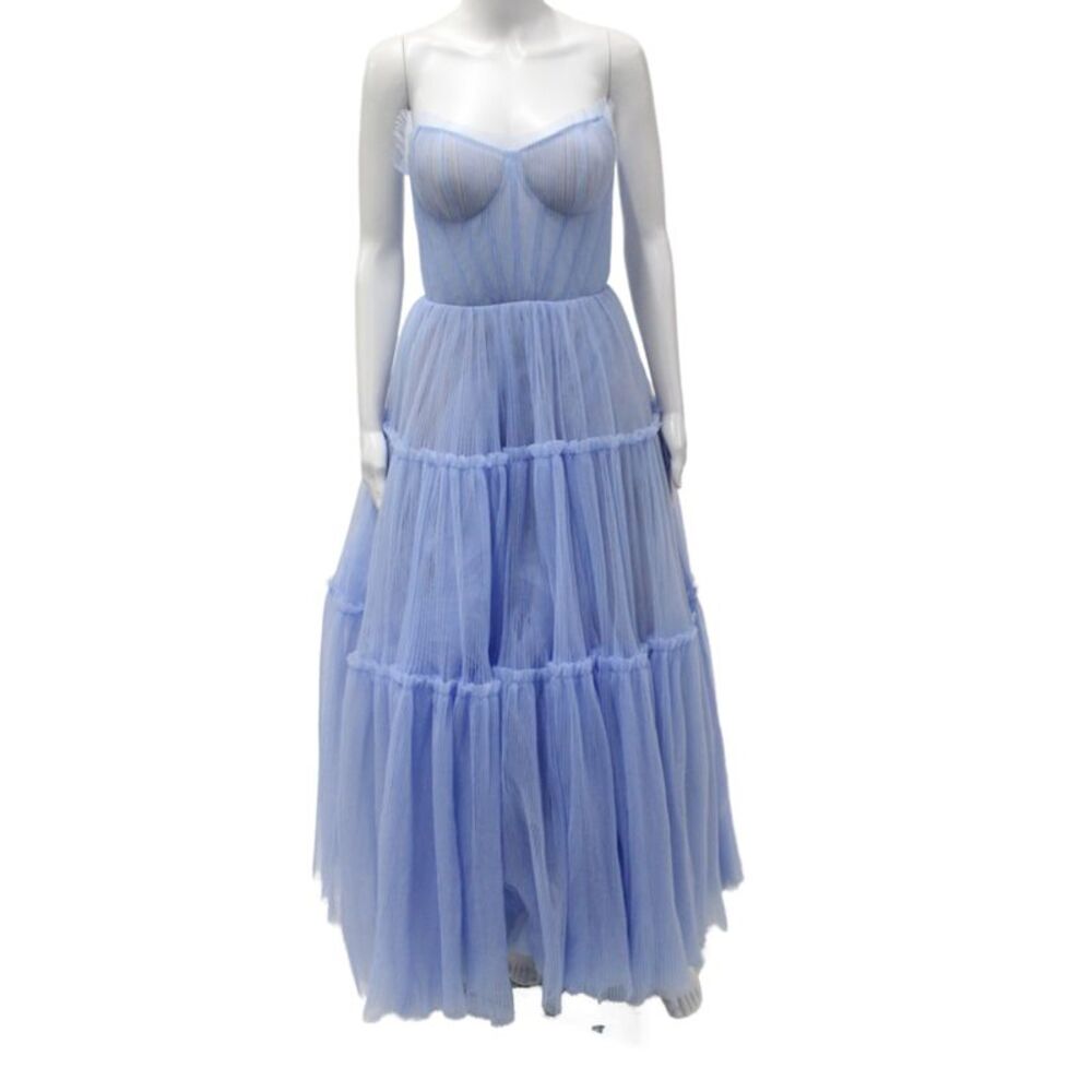 Milla Womens Blue Tulle Sweetheart Ball Gown Lace Up Sleeveless Size M